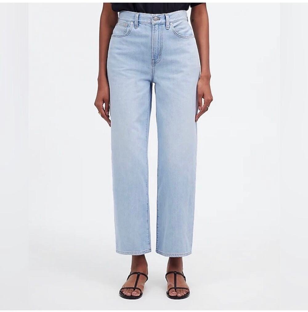 Madewell Light Wash Cropped Straight Jeans